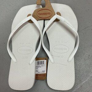NWT Havaianas Slim Square White Flip Flops 11/12